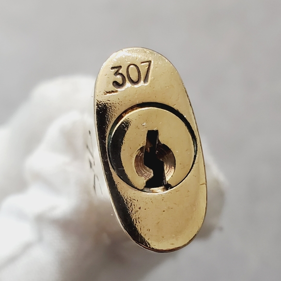 #307 AUthentic LOUIS VUITTON Lock Key Set Padlock Brass Polished Gold Ne… - Picture 5 of 16